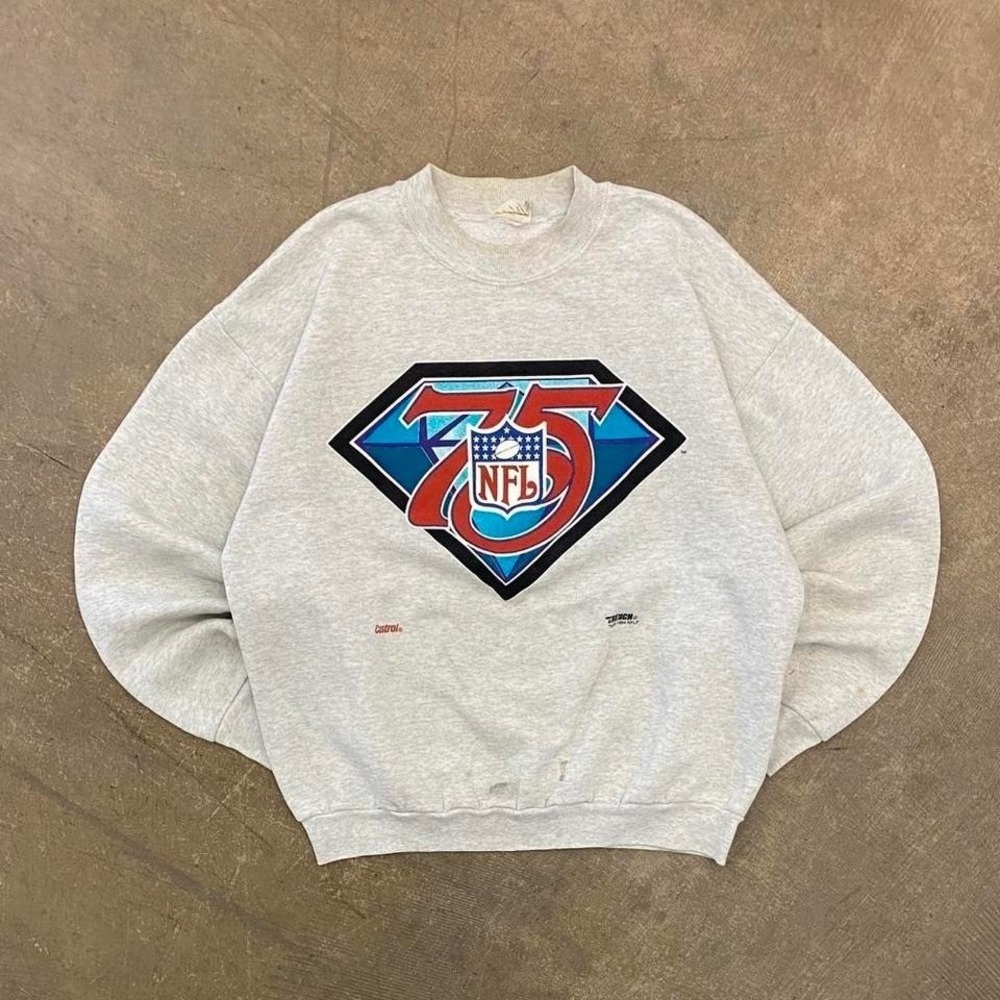 Vintage NFL 75th Anniversary Trench 90s Crewneck Sweatshirt Size XL